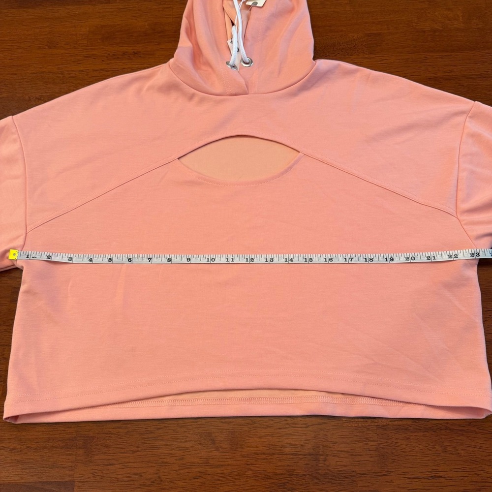 Daily Practice Anthropologie NWT Sport Cutout Crop Hoodie Rose Pink‎ Size Medium - Picture 9 of 10